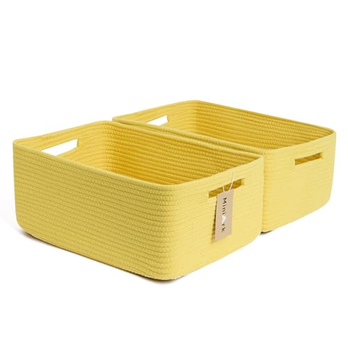 Large Storage Baskets for Shelves (2pcs-L17×W13×H7.5" / Yellow)