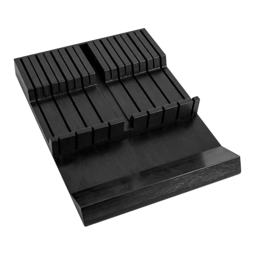 Bamboo In Drawer Knife Block Organizer (Black / 16 Holder)