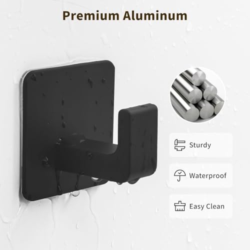 Square Self Adhesive Towel Hooks (Black / 4 Pack)