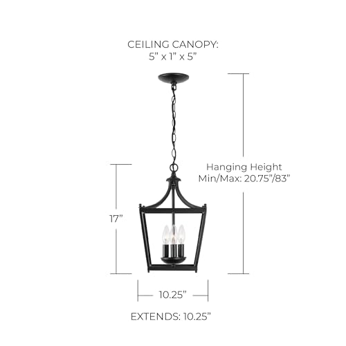 Capital Lighting 4036MB Stanton Geometric Metal Open Frame Lantern Foyer Pendant (3-Light / Matte Black)