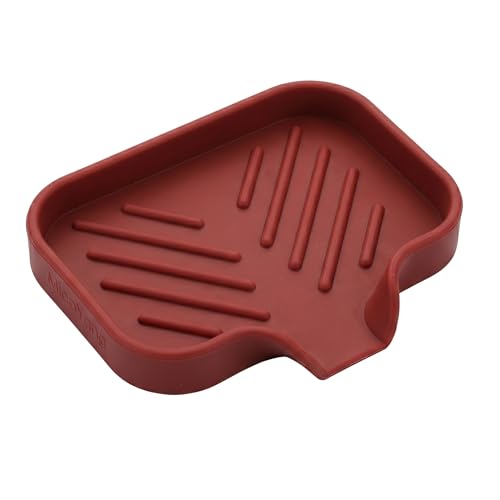 Silicone Soap Dish with Drain Spout (Red / S(4.9"×3.2"))
