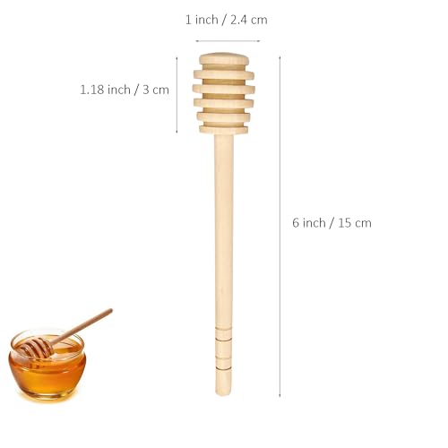 50 Pcs Wooden Honey Dipper Stick Collecting Dispensing Drizzling Jam Portable Wedding Party (15cm)
