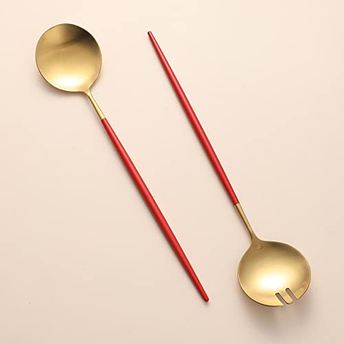 Salad Servers (Red/Gold)