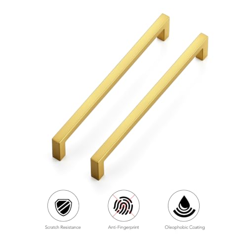 Gold Cabinet Handles Solid Cabinet Pulls (Gold / Flat Black 6-1/4'' Hole Center)