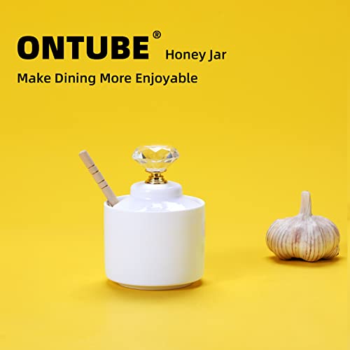 Ceramic Honey Jar with Dipper and Crystal Lid (gold)