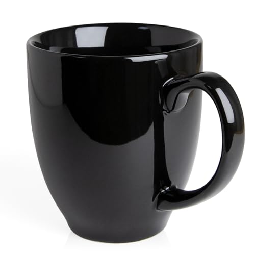 Durable 16oz Black Ceramic Coffee Mug (Black-1)