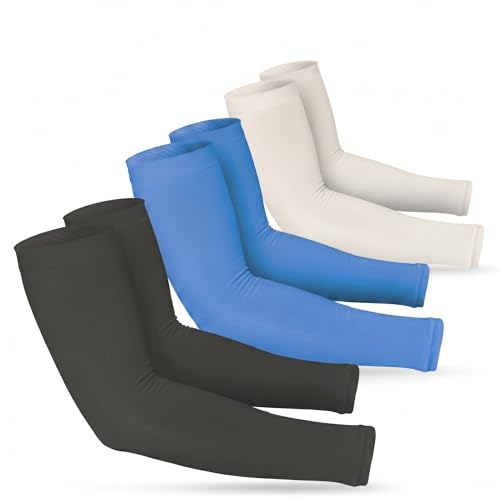 Women’s Cooling Arm Sleeves (3 Pairs: 1 Pair Black + 1 Pair Dark Blue + 1 Pair Gray / One Size)