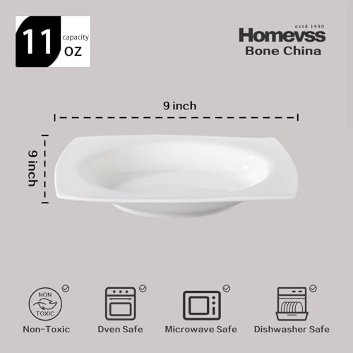 HomeVss New Bone China Dinnerware SEt (Square Rim / Service for 8 - 40pc Set)