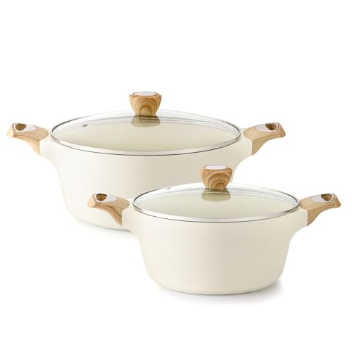 Ceramic Nonstick Pot (4.5 + 6.6 Quarts / Ceramic White)