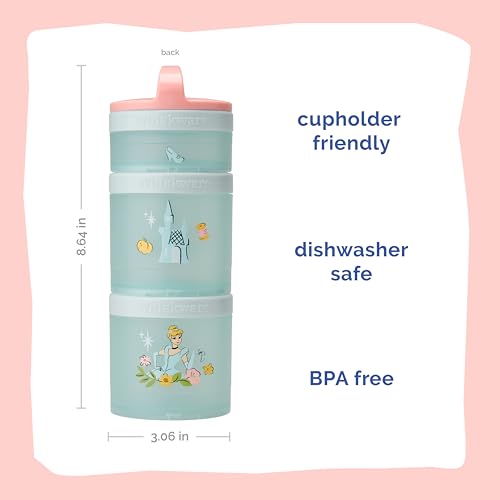 Cinderella) DiSNEY PRINCESS Whiskware Stackable Snack Pack - 3 Jar + Handle - Pink/Blue/Blue (Disney / Cinderella)