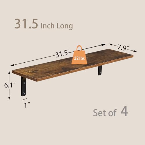 Long Wall Shelves (Rustic Brown / 31.5 Inch)