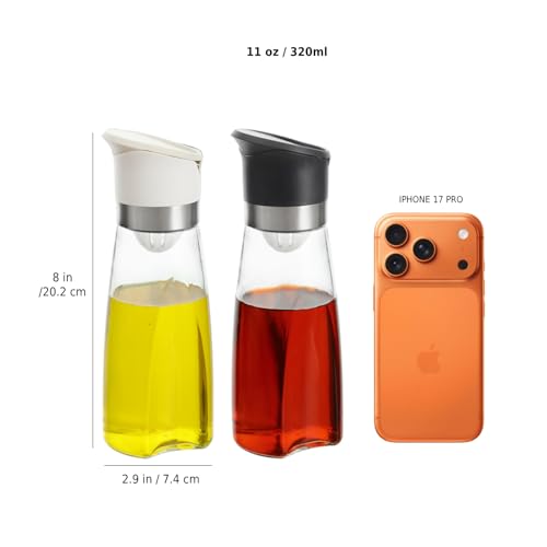Premium Glass Olive Oil and Vinegar Dispenser Bottles Set (Black / 11 Ounces)