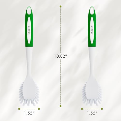Dish Brush with Handle (Green+green / 2 Pack)