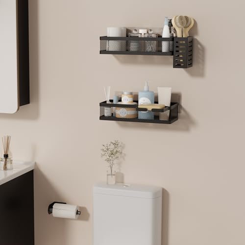 5-in-1 Wide Wall Mount Wrapped Mesh Kitchen Organizer & Shower Caddy Kit, with Paper Towel Holder, Utensil Holder, Soap Dish, Heavy Duty 50LBS - Matte Black, Netting (Matte Black / 5-in-1 Full Mesh (12.6" Wide))