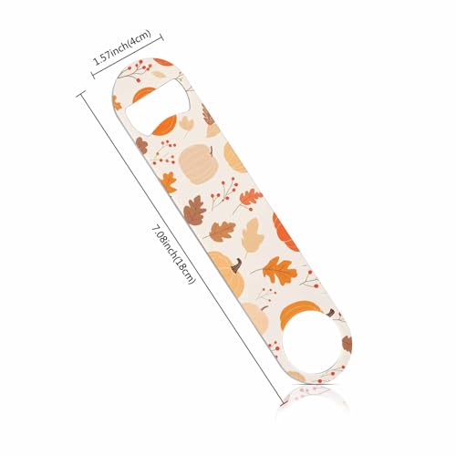 Pumpkin Stainless Steel Bottle Opener Leaf Fruit Orange Yellow Maple Leaves Gourd Butternut Autumn Floral Pattern Flat Beer Bottle Opener Keychain for Home Kitchen Bar Restaurant Party Gift (Pumpkin)