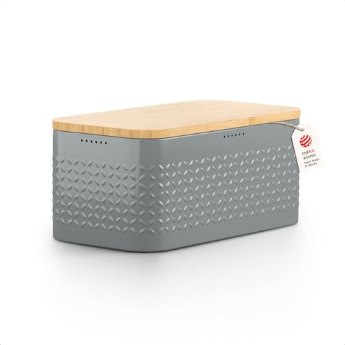 Bread Box for Kitchen Countertop (Ash Gray)