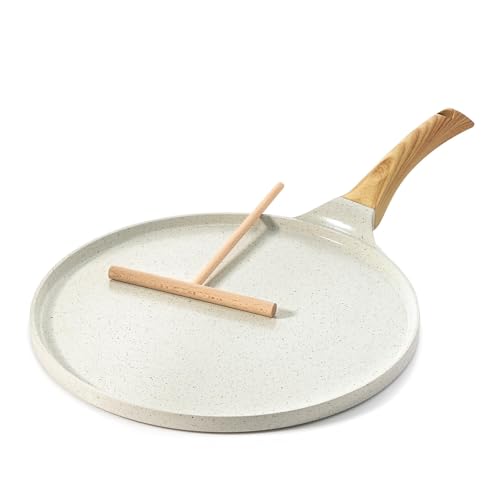 10 Inch Nonstick Crepe Pan Ceramic Coating Pancake Pan White (White / 10 Inch)