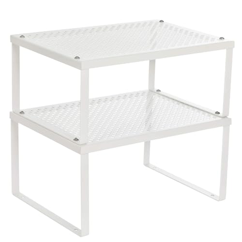 Set of 2 Metal Spice Racks (White / 2 Tiers (9"D x 12.6"W))