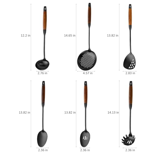 18 10 Stainless Steel Kitchen Utensils Set (Small / BLACK-6 Pieces)