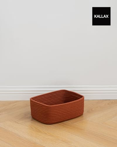 Small Woven Storage Basket for Organizing (Rust Red / 12"L x 8"W x 4.5"H)