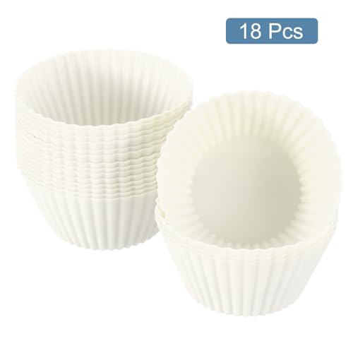 18Pcs Silicone Cupcake Liners (White / 2.8")