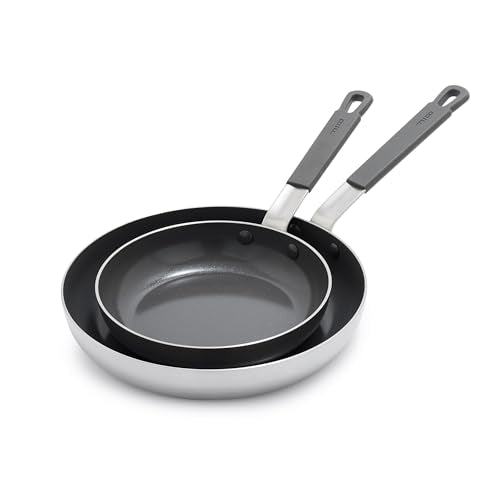 x Bobby Flay Stainless Steel 8” & 10” Frying Pan Skillet Set (8" and 10" Frying Pan Set / Stainless Steel)