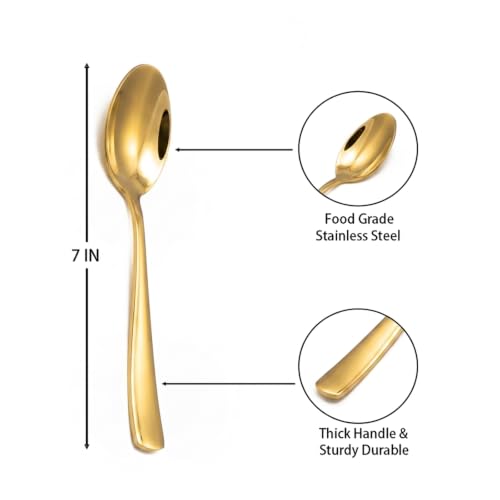8 Piece Gold Spoons Set (Gold / 7 Inch)