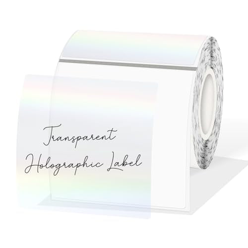 3 Inch Square Transparent Thermal Label Stickers (Holographic Transparent / square-3 inch)