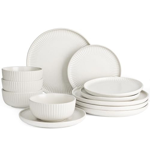 Stoneware Dinnerware Sets for 4 (Matte White / Service for 4)