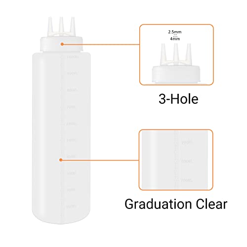 4 Pack 32 oz 1000 ml Plastic Squeeze Bottles 3 (4 Count)