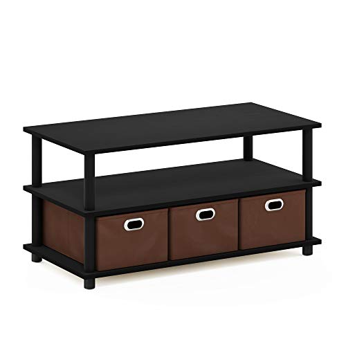 Turn-N-Tube Coffee Table, 31.22D x 15.5W x 15.8H in, Black Oak/Black/Brown (Black Oak/Black/Brown / 3 Bin)
