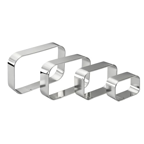 Rounded Rectangle Cookie Cutter Stainless Steel Plaque Cookie Cutters Geometric Frame Cookie Cutters Shapes Molds for Baking 1 Inch Depth (Rounded Rectangle)