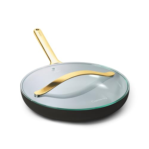 12" Non Stick Ceramic Frying Pan with Glass Lid (1x 12 IN / Black)