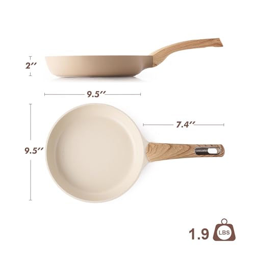 9.5inch Ceramic Nonstick Frying Pan Paella Pan (9.5 Inch / CERAMIC Taupe)