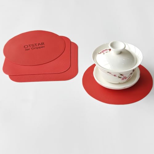 Jar Opener with Gripper Pads for Weak Hands (Black and Red)