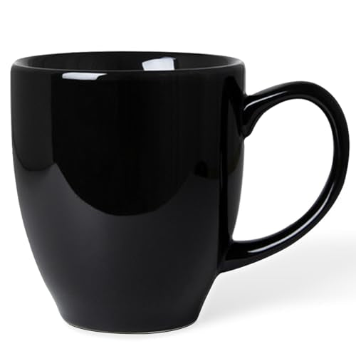 Durable 16oz Black Ceramic Coffee Mug (Black-1)