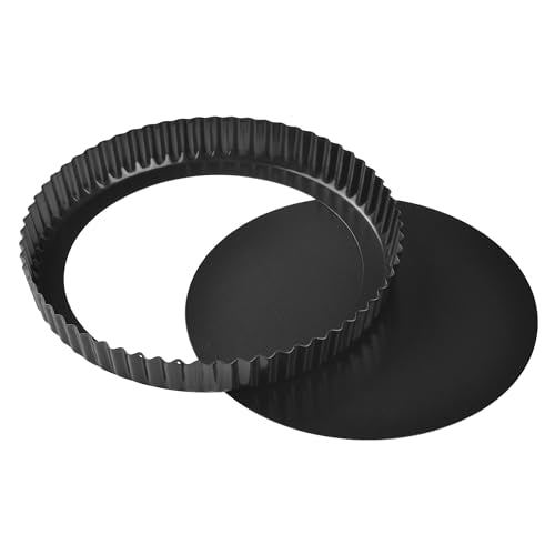 11 Inch Round Tart Pan with Loose Removable Bottom (11" Round (Black))