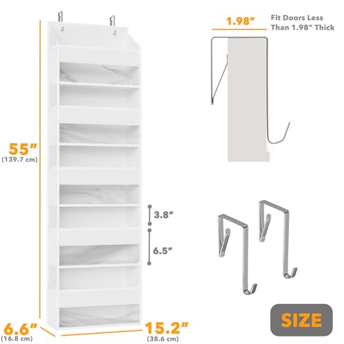 1 Pack Over The Door Organizer with 5 Large Pockets and 10 Mesh Side Pockets (1 Pack / White)