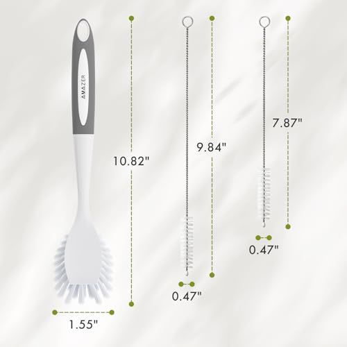 Dish Brush with Handle (Gray+black / 4 Pack)