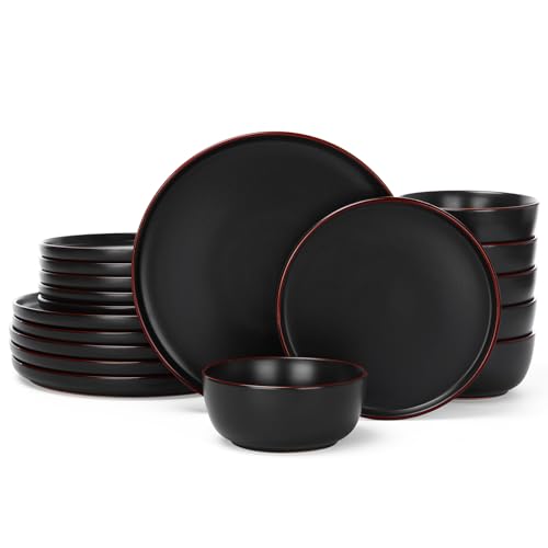 Mercury 18 Piece Stoneware Dinnerware Set (Matte Black / Service for 6 (Standard Dinner Set))
