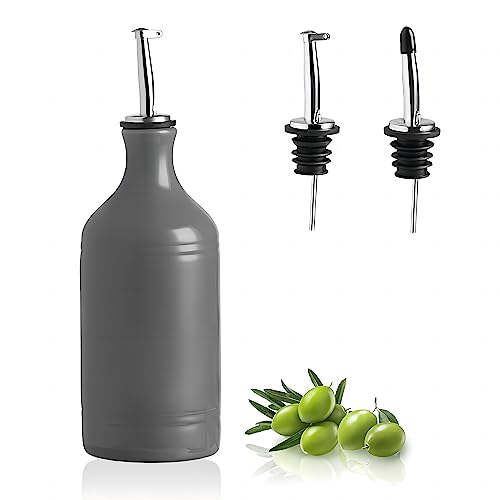 Sweejar Ceramic Olive Oil Dispenser Bottle (15.5 oz, Set of 1 / Dark Grey)