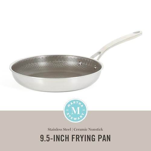 Badgley Hybrid Nonstick 9.5 Inch TriPly Stainless Steel Fry Pan & Stay Cool Handle (Triply Stainless / 9.5" Fry Pan)