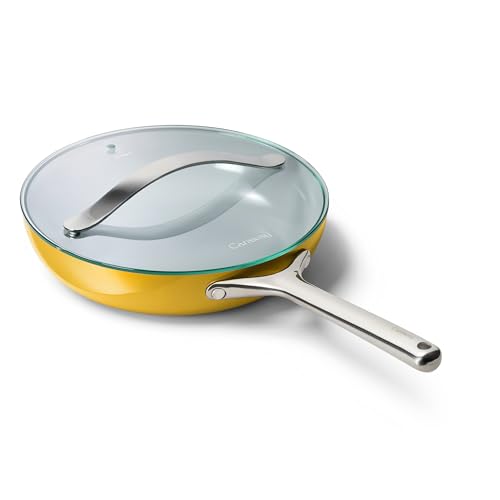 Non Stick Ceramic Frying Pan with Glass Lid (1x 10.5 IN / Marigold)
