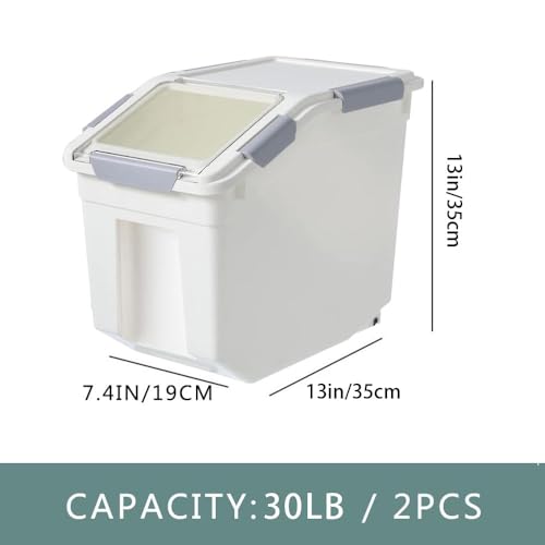 30lb Food Storage Container with Scoop with Handle & Wheels (2 pack- 30 lb)