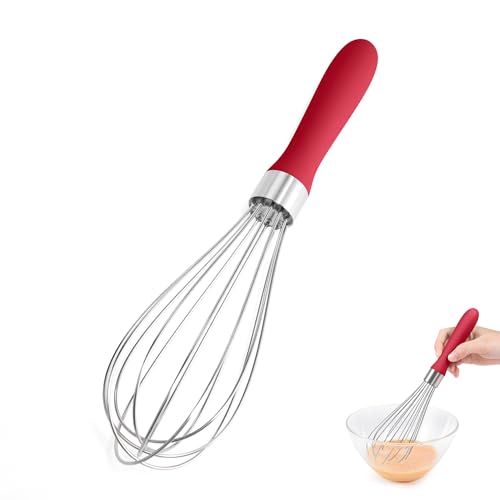 18 8 Stainless Steel Balloon Whisk for Cooking (S / Red)