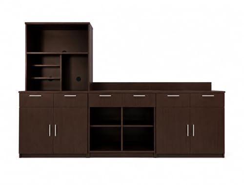 3 Door Breakroom Hutch Cabinet with Microwave Space (108" W – 3 Doors + Hutch)