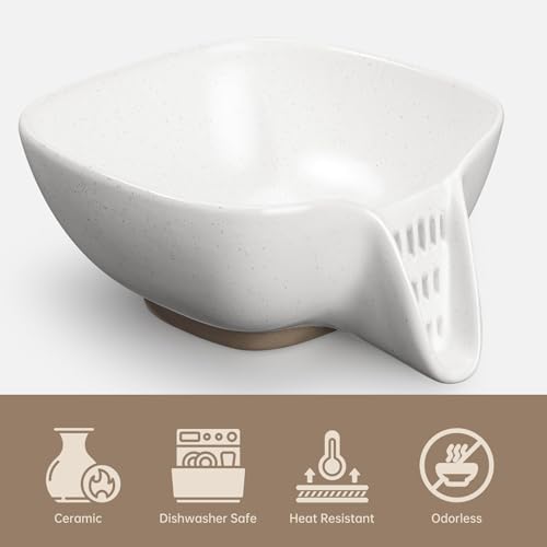 Ceramic Food Strainer with Integrated Drain Spout