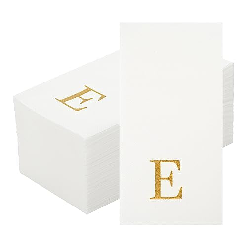 Paper Rectangle Gold Letter E Linen (Gold / 2000 Count / E)