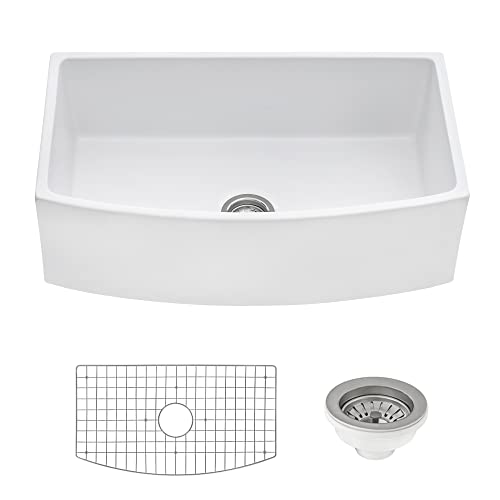 33 in White Bow (33 Inch - Curved - Single Bowl)