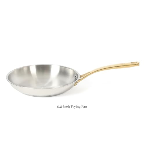 Castelle 9.5 Inch Stainless Steel Frying Pan with Gold (Stainless Steel W/ Gold Handle / 9.5" Frying Pan)
